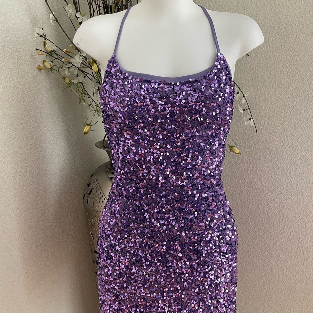 BP Purple Sequin Mini Dress Size Medium. - Picture 2 of 15